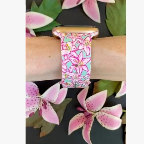 Flowers Silicone Watch Band Compatible with Apple Watch